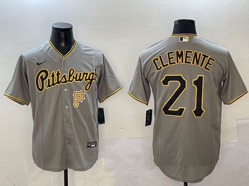 Men Pittsburgh Pirates #21 Clemente Grey Game Nike 2025 MLB Jersey style 3